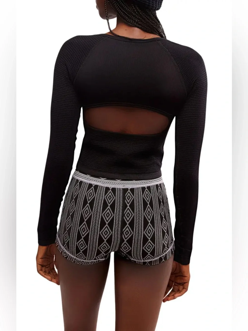 FREE PEOPLE | ✨NEW✨ Bail Out Crop Thermal Knit Top in Black